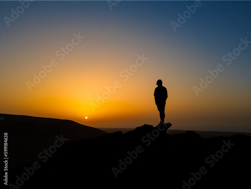 Watching the beautiful sunset from a high vantage point near Corralejo in Fuerteventura