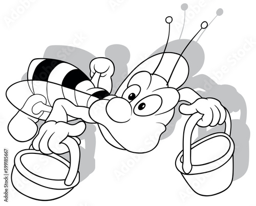 Drawing of a Flying Bee wit...