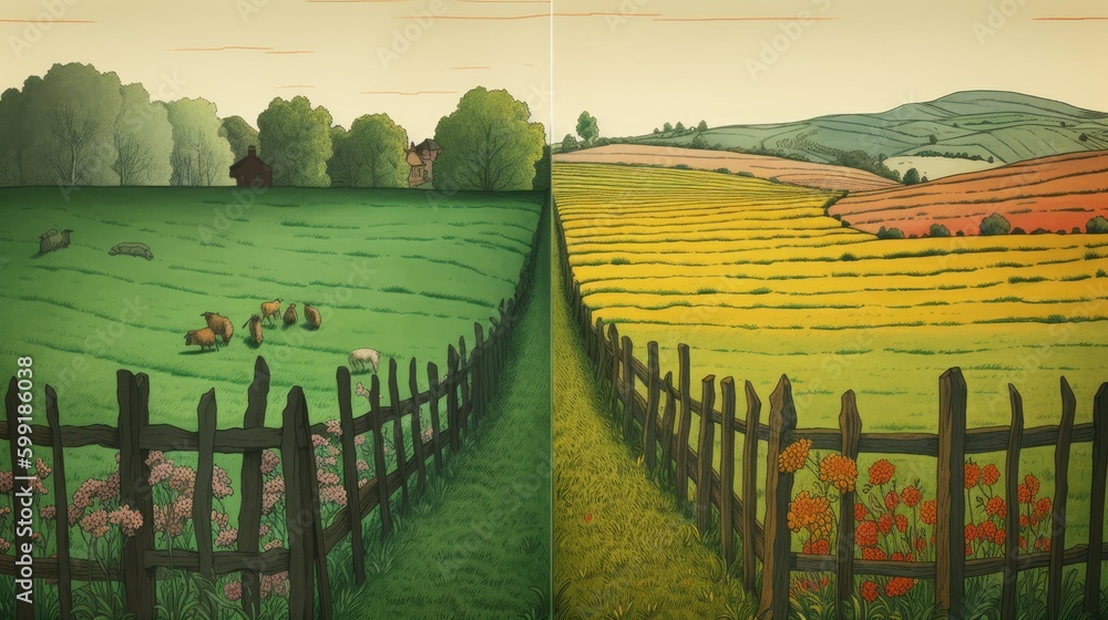 Idiom Inspired Illustration Grass Is Always Greener On The Other Side Idiom Inspired Illustration Grass Is Always Greener On The Other Side