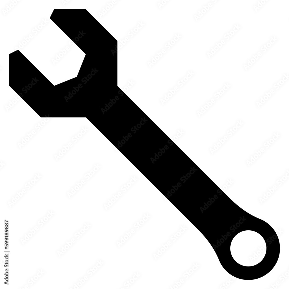 wrench icon with black solid style wrench icon with black solid style