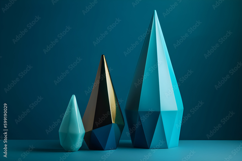 Geometric elements, shapes, for design, empty space on a monotone blue background. With Generative AI tehnology Geometric elements, shapes, for design, empty space on a monotone blue background. With Generative AI tehnology