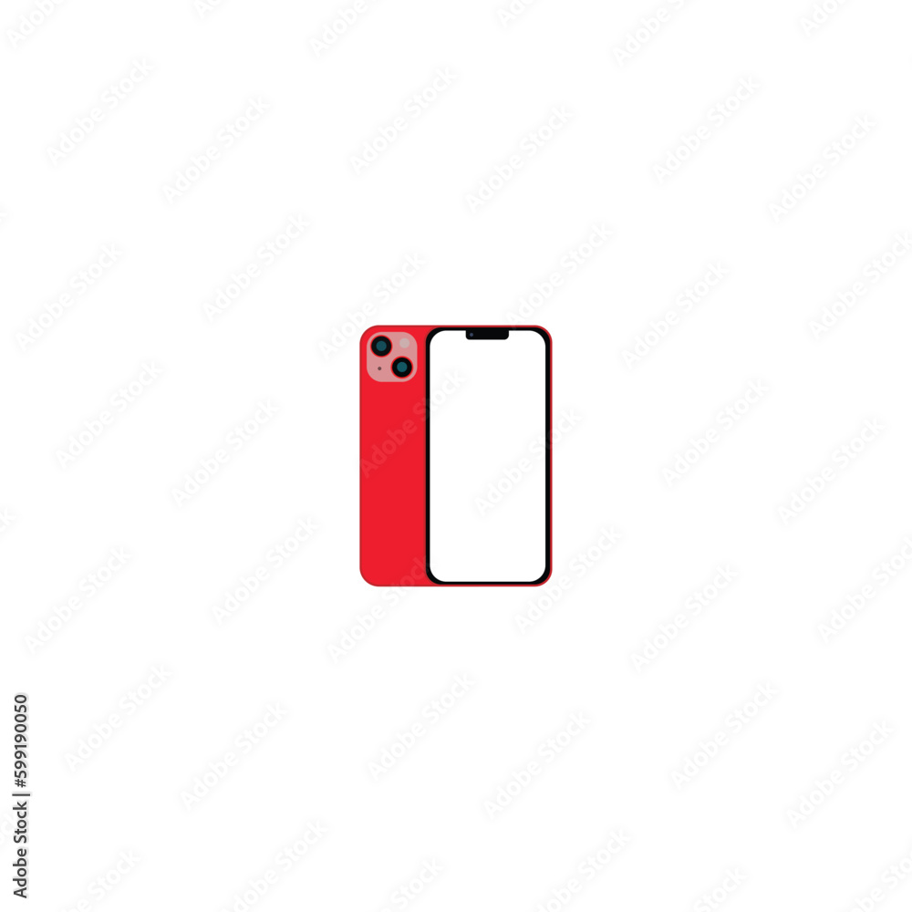 Illustration of the mobile phone with blue cover, a template of the smartphone with empty screen Illustration of the mobile phone with blue cover, a template of the smartphone with empty screen