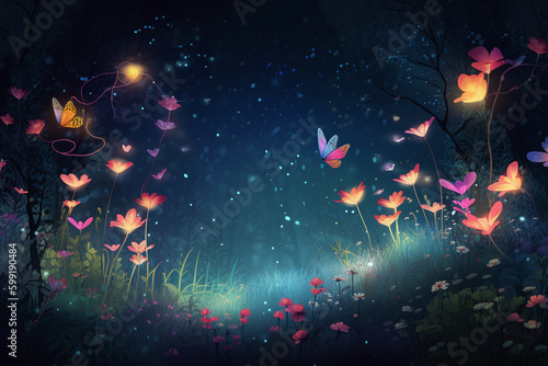 Une illustration colorée et lumineuse d'un paysage de printemps » IA générative