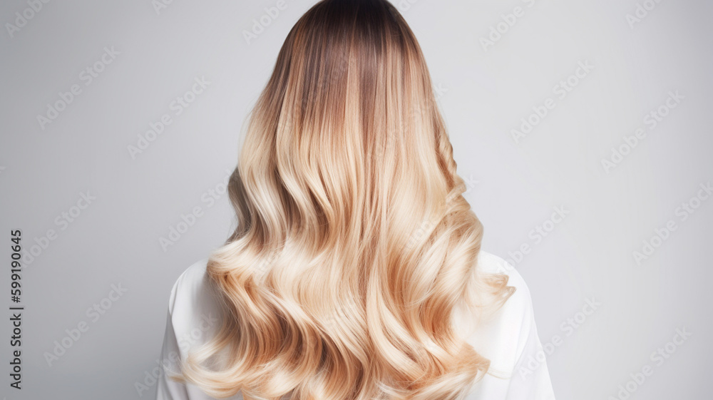 Fototapeta premium Colored hairs in ombre or balayage technic. Created with ai generative tools