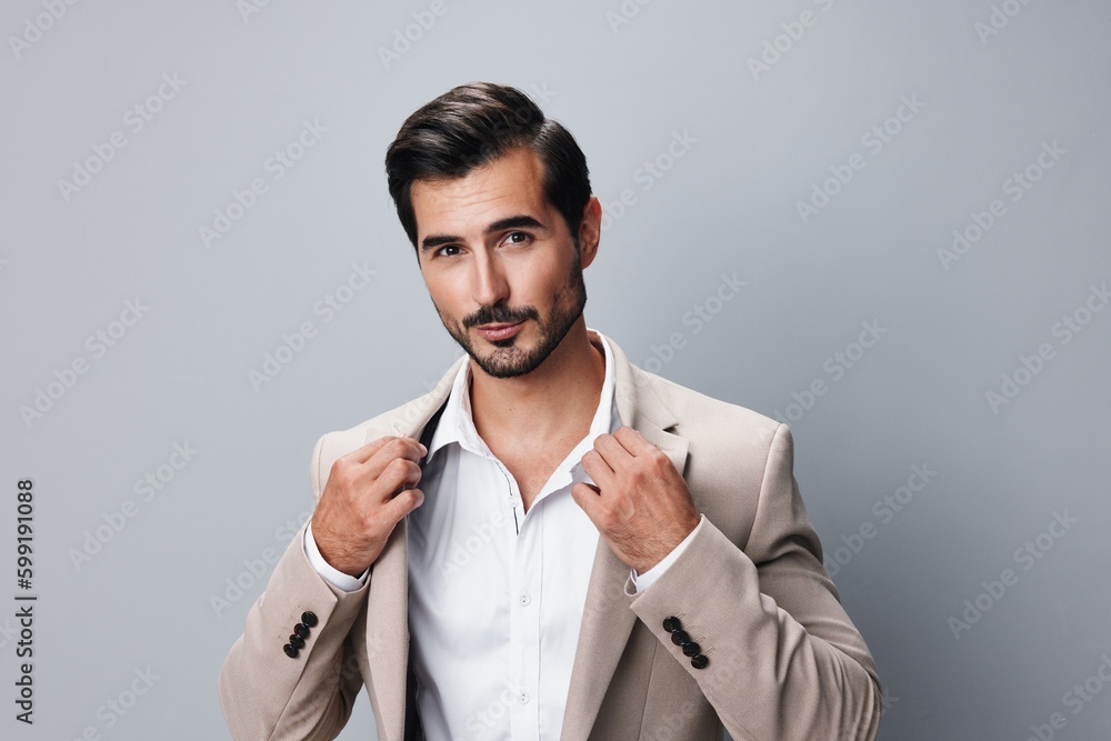 man smiling copyspace beige businessman suit business handsome happy job portrait man smiling copyspace beige businessman suit business handsome happy job portrait