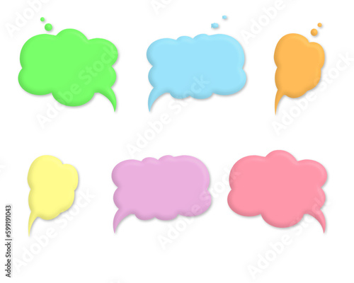 3D speech bubble collection with realistic shadows isolated on transparent background. For text, thought, talk, message, dialogue.