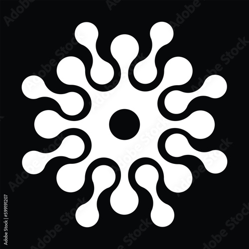 Infection vector icon. Style is flat rounded square button, black and white colors, gray background.