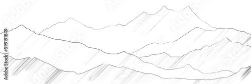 Mountain ranges, vector background, minimalism, imitation pencil drawing