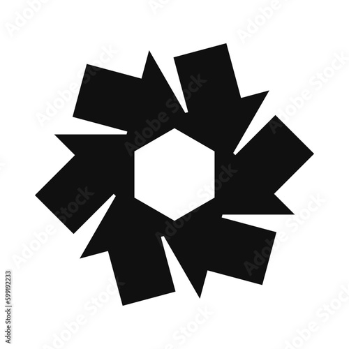 Radial Angled Mini Arrows Hexagon Icon