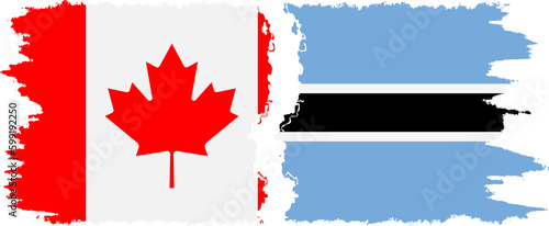 Botswana and Canada grunge flags connection vector