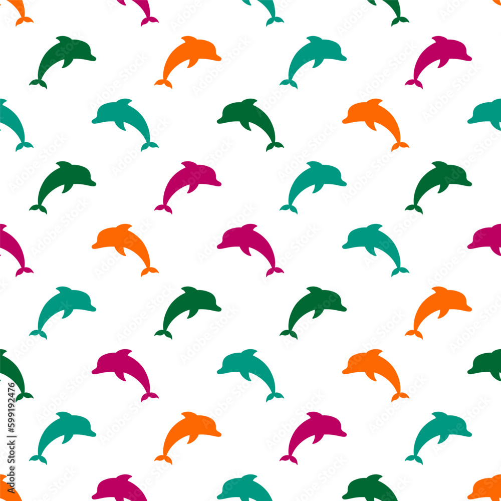 Obraz premium Seamless pattern with colorful dolphin