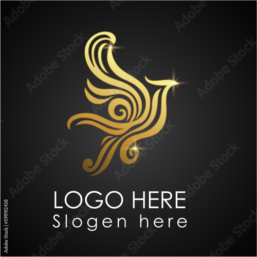 Golden Phoenix luxury logo design vector.