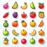 fruits and berries icon set. Generative AI