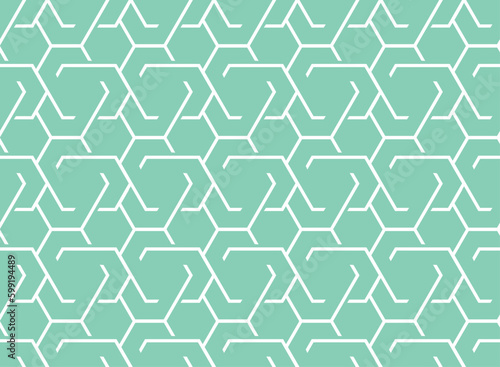 The geometric pattern with lines. Seamless vector background. White and green texture. Graphic modern pattern. Simple lattice graphic design