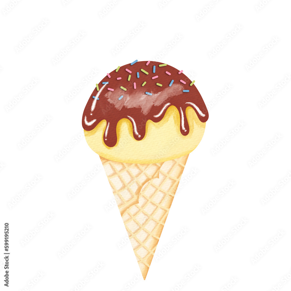  Vanilla ice cream watercolor.