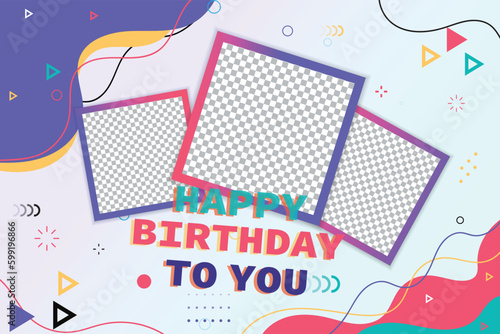 Birthday photo frame  with geometric elements  