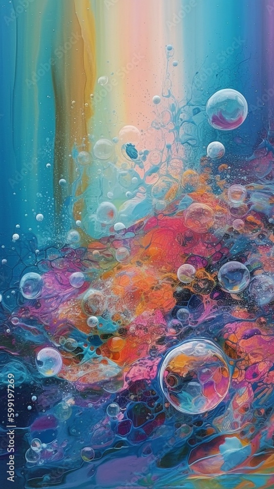 abstract paint is floating in the air and drops down on the ground, in the style of psychedelic hues, hyper-realistic details, soft and rounded forms, n the style of fluid movement, light orange and p - obrazy, fototapety, plakaty 