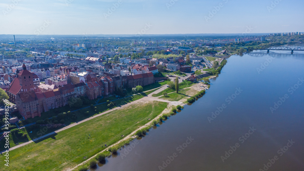 Aerial view of the old town in Grudziadz, Poland