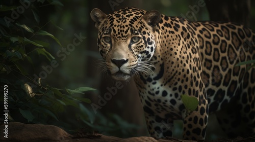 Incredible Jaguar in Natural Habitat AI Generated