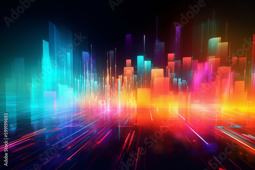 Vibrant Tech Background with artistic digital elements and shapes  perfect for modern and dynamic designs.Ai generated