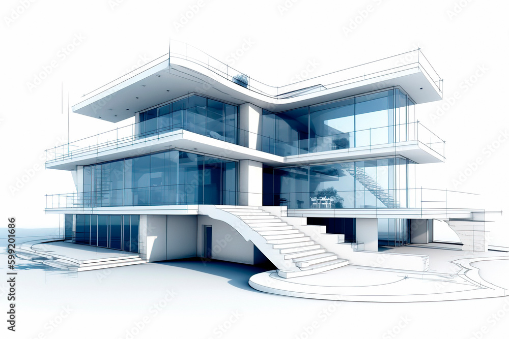 Blueprint of a modern house. building project plan. Designed using generative ai Blueprint of a modern house. building project plan. Designed using generative ai