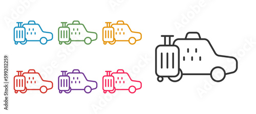 Set line Taxi car icon isolated on white background. Set icons colorful. Vector