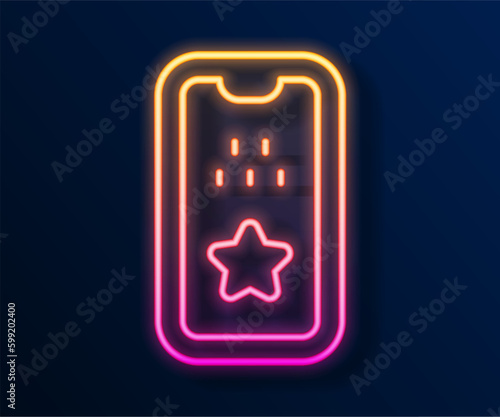 Glowing neon line Taxi mobile app icon isolated on black background. Mobile application taxi. Vector