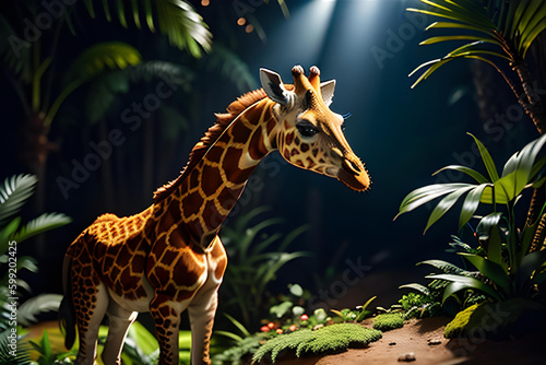 Illustration of giraffe in African safari 