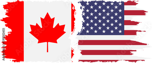 United States and Canada grunge flags connection vector