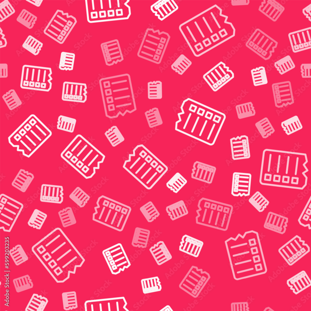 White line Shopping list icon isolated seamless pattern on red background. Vector White line Shopping list icon isolated seamless pattern on red background. Vector