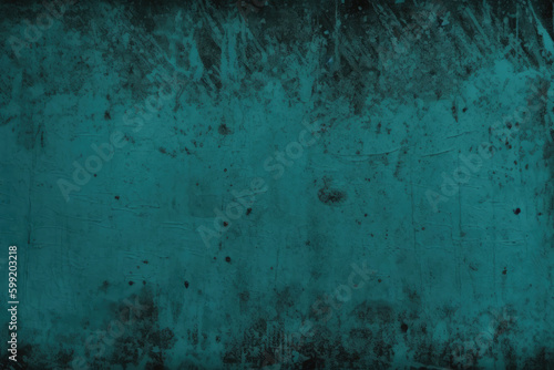 Dust scratches. Distressed texture. Worn overlay. Teal blue black particles grain defect on dark used grunge illustration abstract background