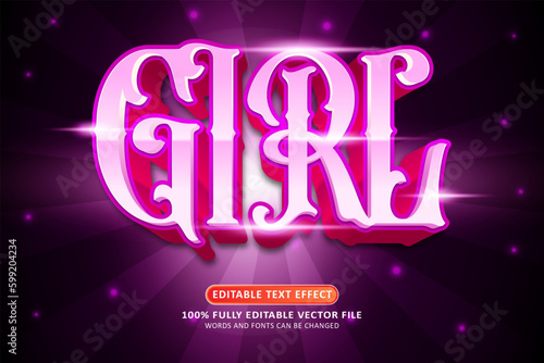 Girl pink style 3d editable modern text effect