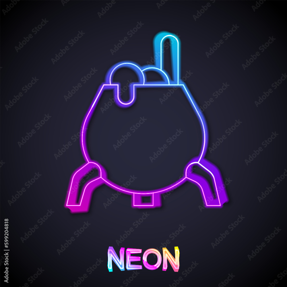 Glowing neon line Witch cauldron icon isolated on black background. Happy Halloween party. Vector Glowing neon line Witch cauldron icon isolated on black background. Happy Halloween party. Vector