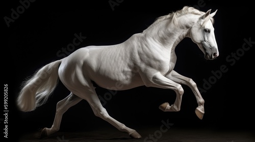 Sophisticated Ivory Steed Galloping  Refined Horseback Competitor  Contesting Horse Riding Discipline.