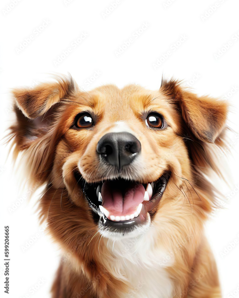Isolated happy smiling dog white background AI-Generated