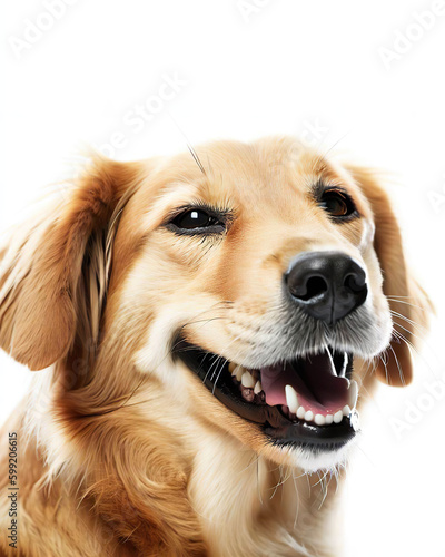 Isolated happy smiling dog white background AI-Generated
