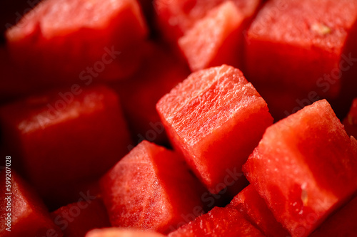 red watermelon on the plate in the summer