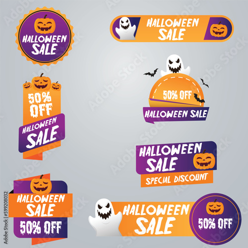 Halloween sale tag design collection