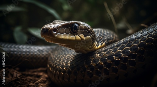Vivid Snake Close-Up: Striking Detail (AI Generated) Generative AI