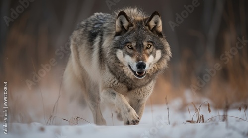 Captivating Gray Wolf in Nature  AI Generated Generative AI
