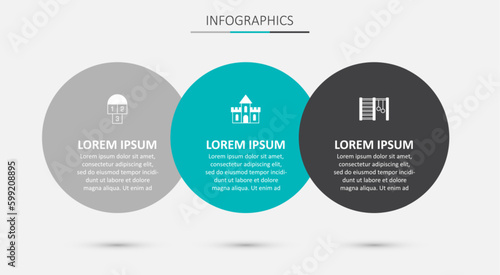 Set Sand castle, Hopscotch and Swedish wall. Business infographic template. Vector