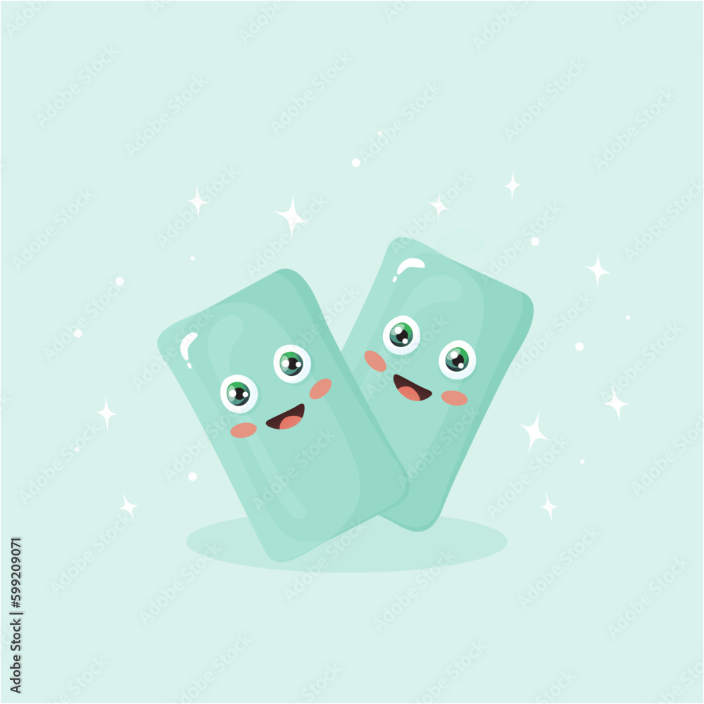 Obraz premium Mint flavor chewing cute cartoon gum