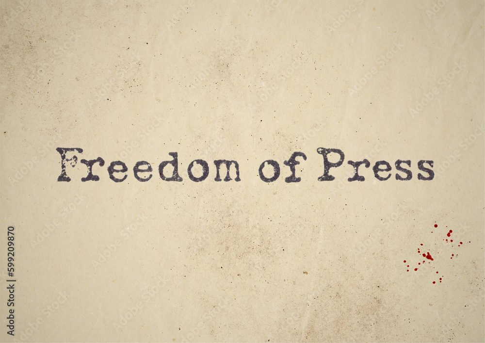 Freedom of Press. Text auf grunge Papierhintergrund mit Blutspritzern. Freedom of Press. Text auf grunge Papierhintergrund mit Blutspritzern.