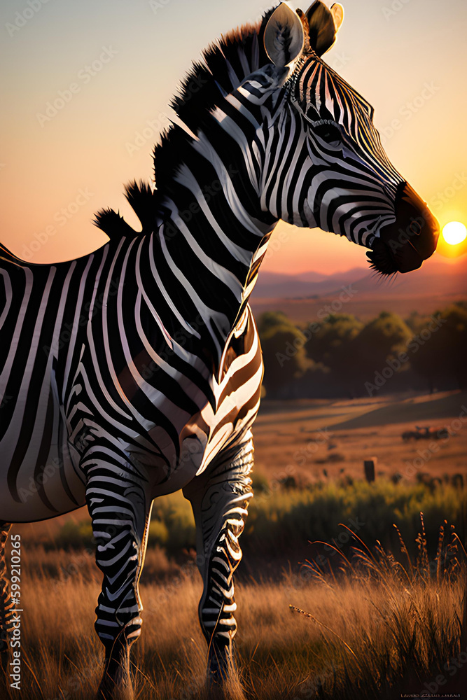 Obraz premium Illustration of zebra in African safari,