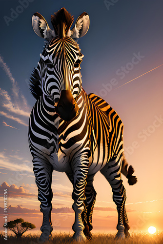 Illustration of zebra in African safari 