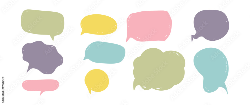 Speech bubbles message set. Collection of grunge doodle bubble sketch isolated on white background. Vector illustration Speech bubbles message set. Collection of grunge doodle bubble sketch isolated on white background. Vector illustration