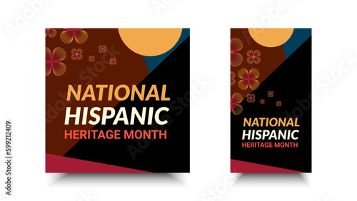 National Hispanic heritage month. Abstract floral ornament social media design