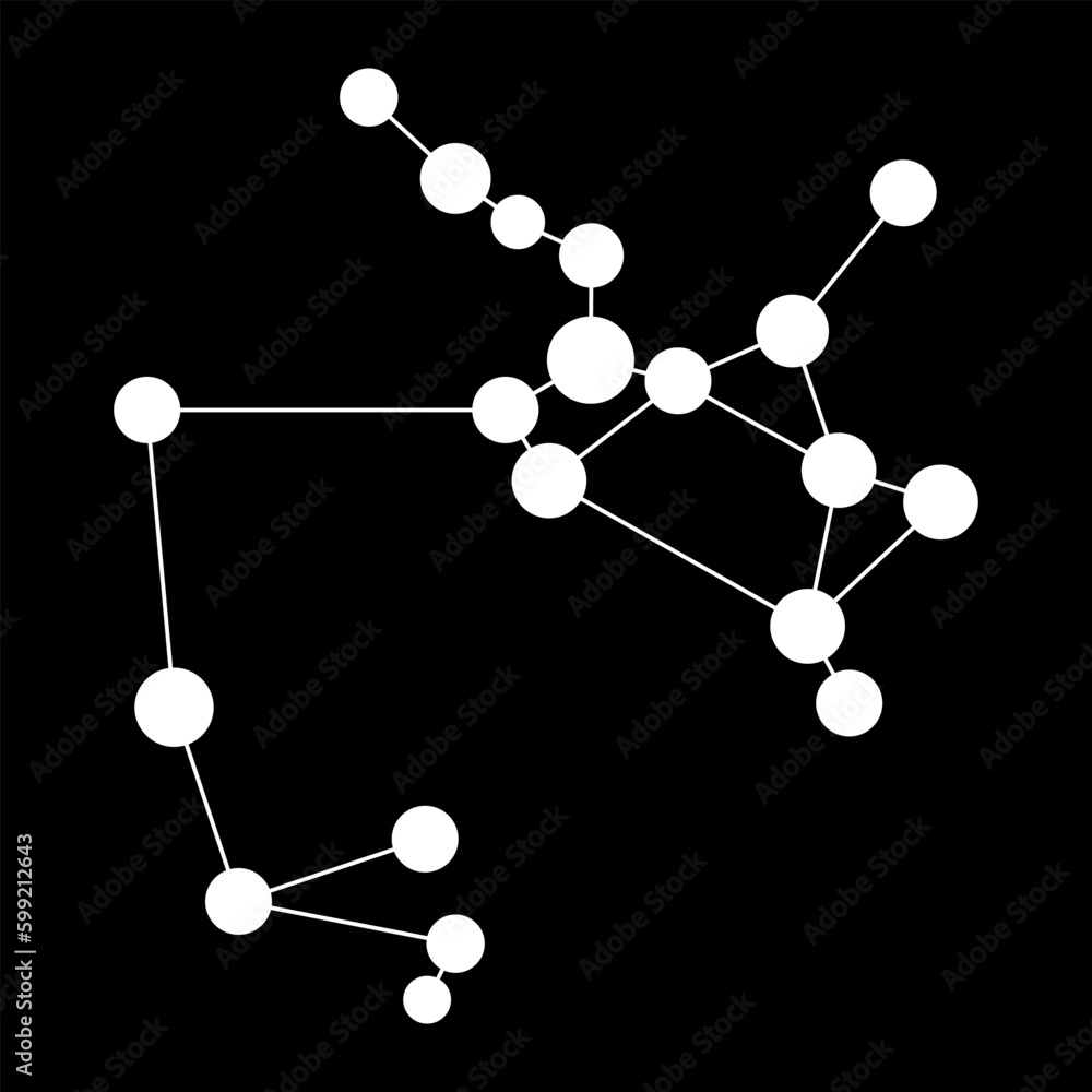 Sagittarius constellation map. Vector illustration. Sagittarius constellation map. Vector illustration.