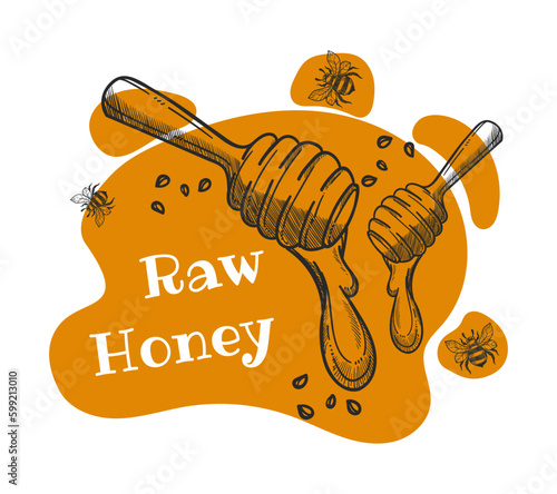 Raw honey, organic and natural product bee farm