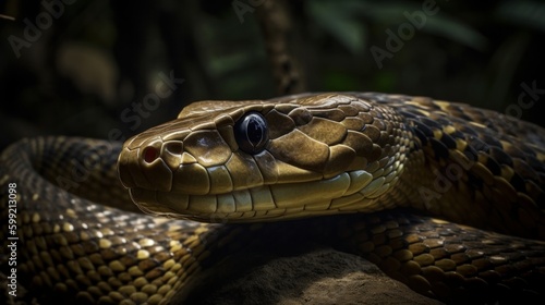 Vivid Snake Close-Up: Striking Detail (AI Generated) Generative AI © ArquitecAi